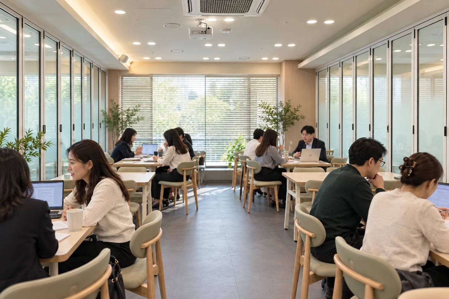 행사 후 개별 대화로 이어지는 상담 · 실제 운영 자료를 참고한 AI 재구성 이미지